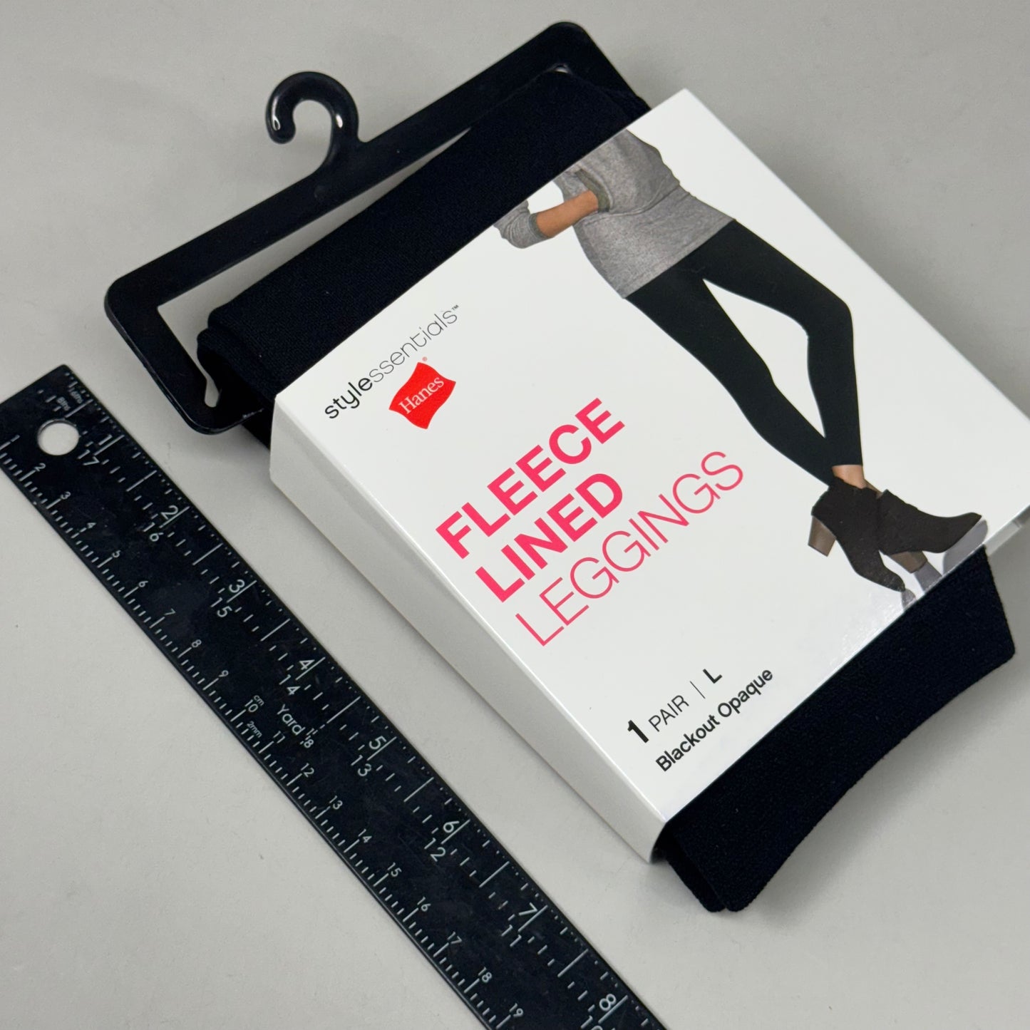 HANES (2 PACK) Style Essentials Fleece Lined Leggings Womens Sz L Blackout 284660