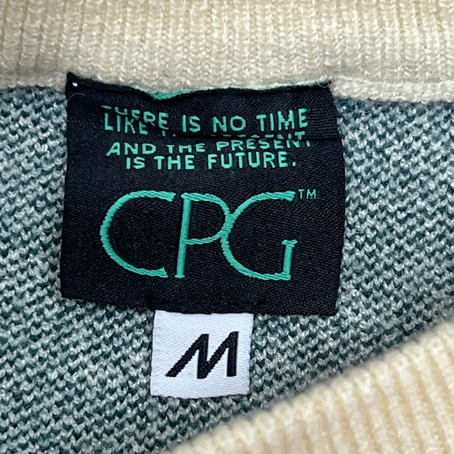 CPG CODEGRAPHY WORLDWIDE Sweater Women's Sz M Green/Crème WCPG-SWTR-NTRL-2022-3