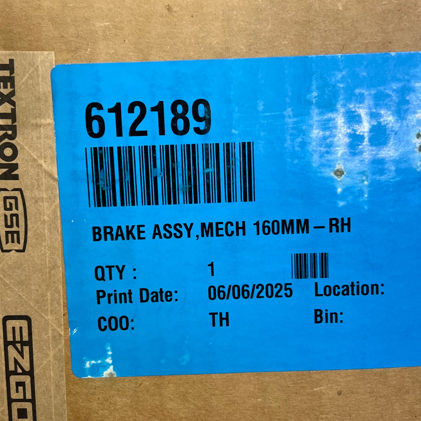 EZGO Right Rear Drum Brake Assembly 2009-25 Cable Models 160mm Dia OEM 612189