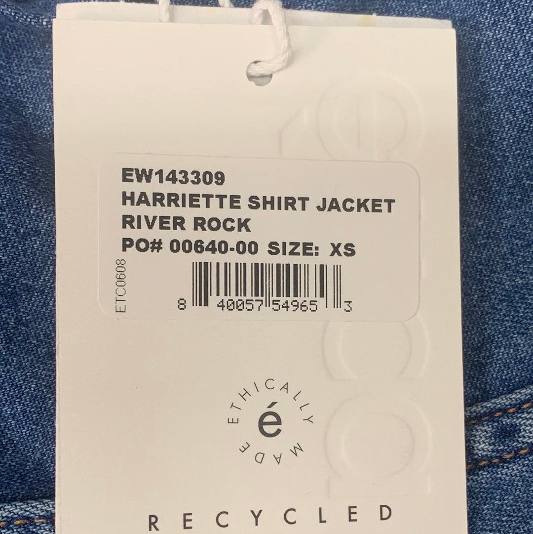 ETICA Harriette Shirt Jacket w/ Front Top Pockets & Collar River Rock Size XS EW143309