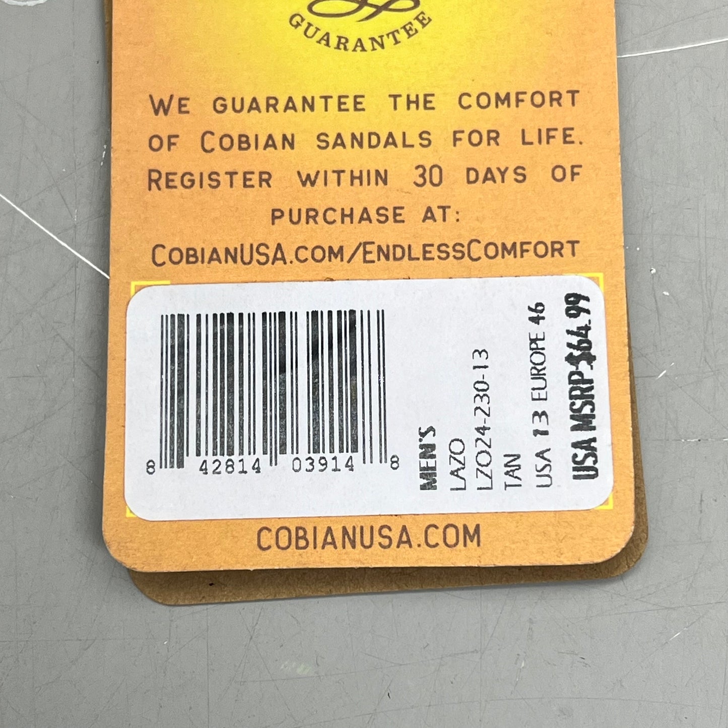 COBIAN Lazo Premium Leather Sandals Men's Sz 13 EU 46 Tan LZO-24-230-13