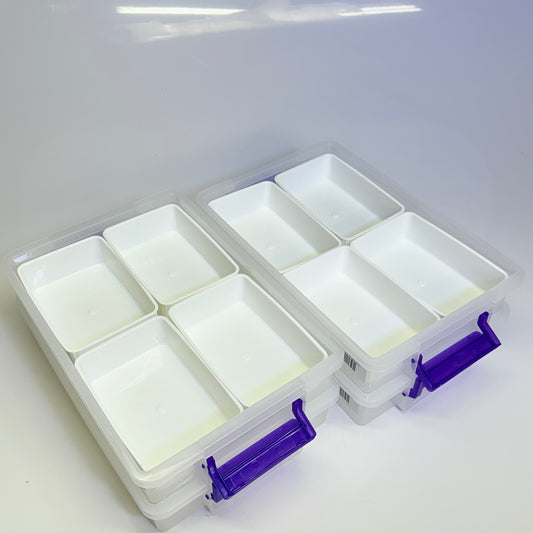 IRIS (2 PACK) Large Modular Latching Box - Purple Handle 14.8"L x 11"W Clear