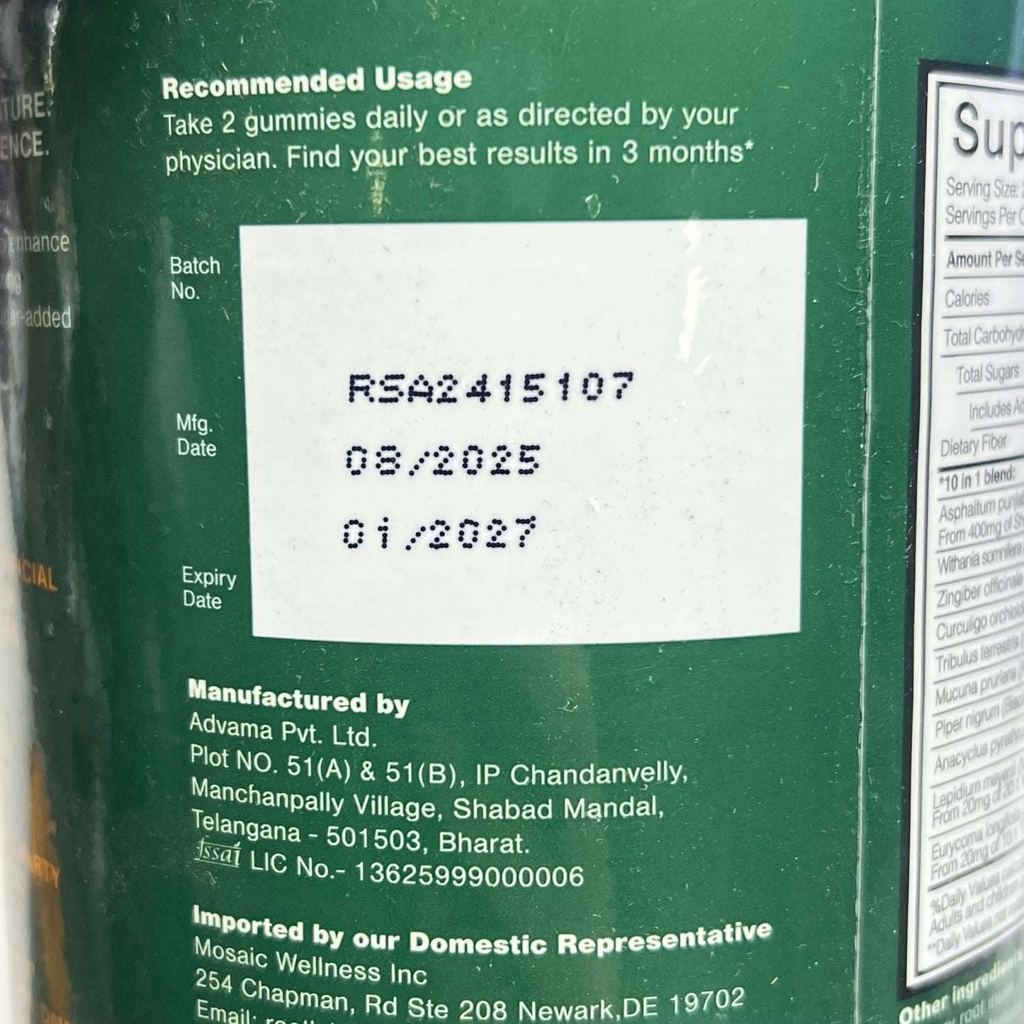 ZA@ ROOT LABS (167 PACK) 10 In 1 Alpha Gummy Vitamins 4000mg Shilajit BB 1/27 (As-Is)