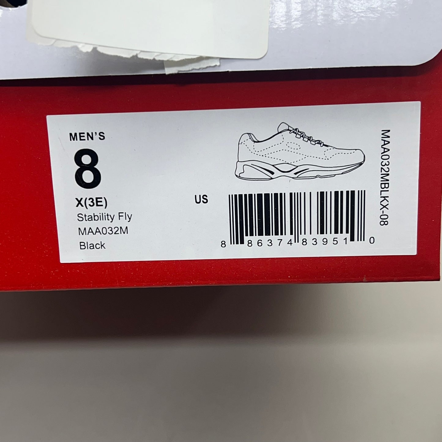 PROPET Stability Fly Sneaker Medicare Approved Men's Sz 8 X(3E) Black MAA032M