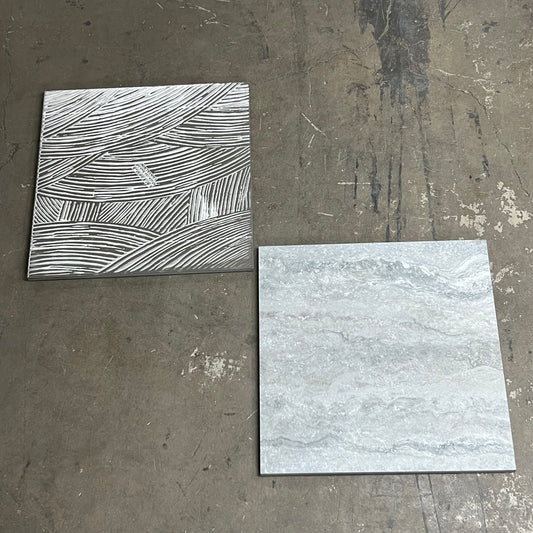 TRAVERTINE (2 Pieces)  Porcelain Tiles Size 24 x24 Andes Silver 42895