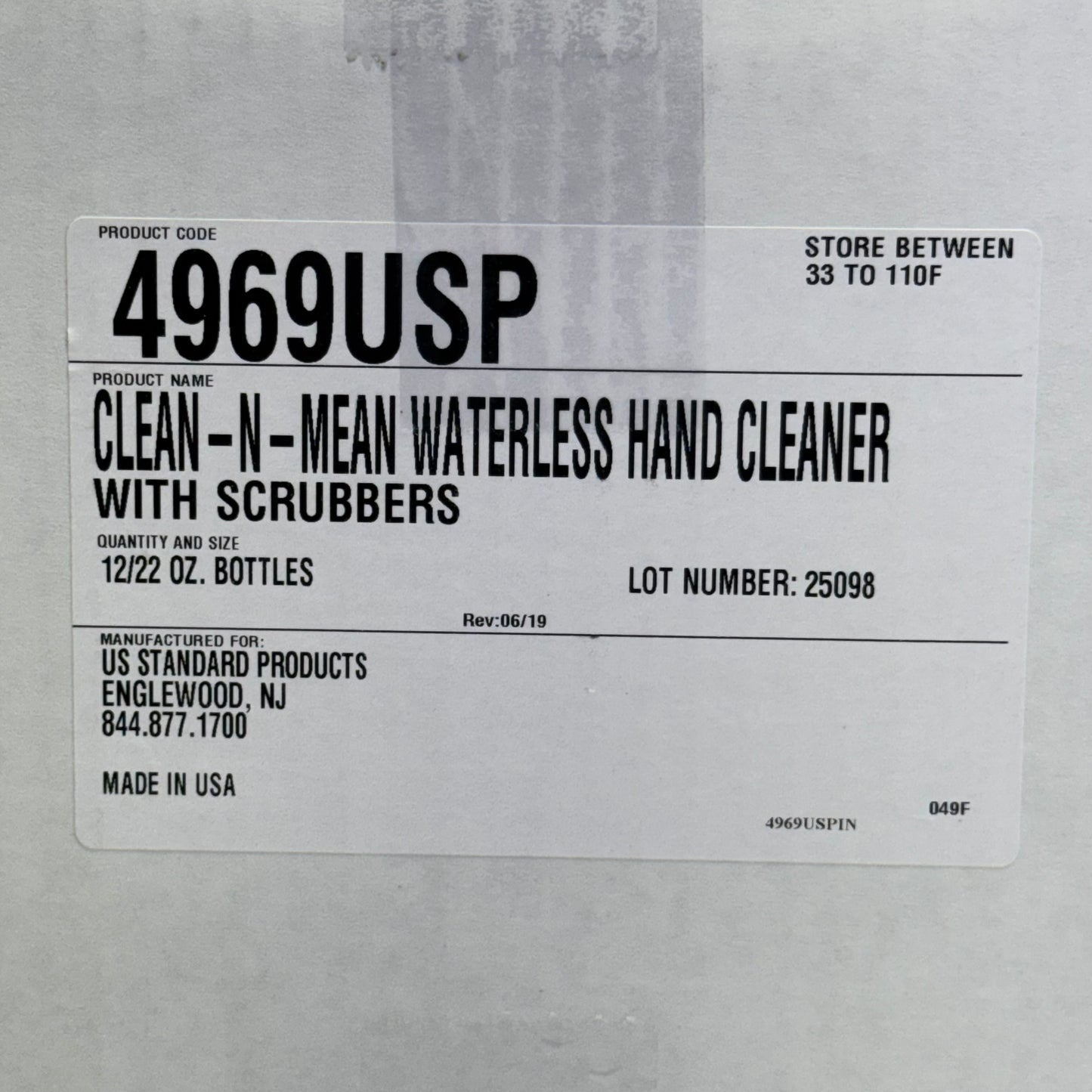 US STANDARD PRODUCTS (12 PACK) Clean-N-Mean Waterless Hand Cleaner 22 oz White 4969USP
