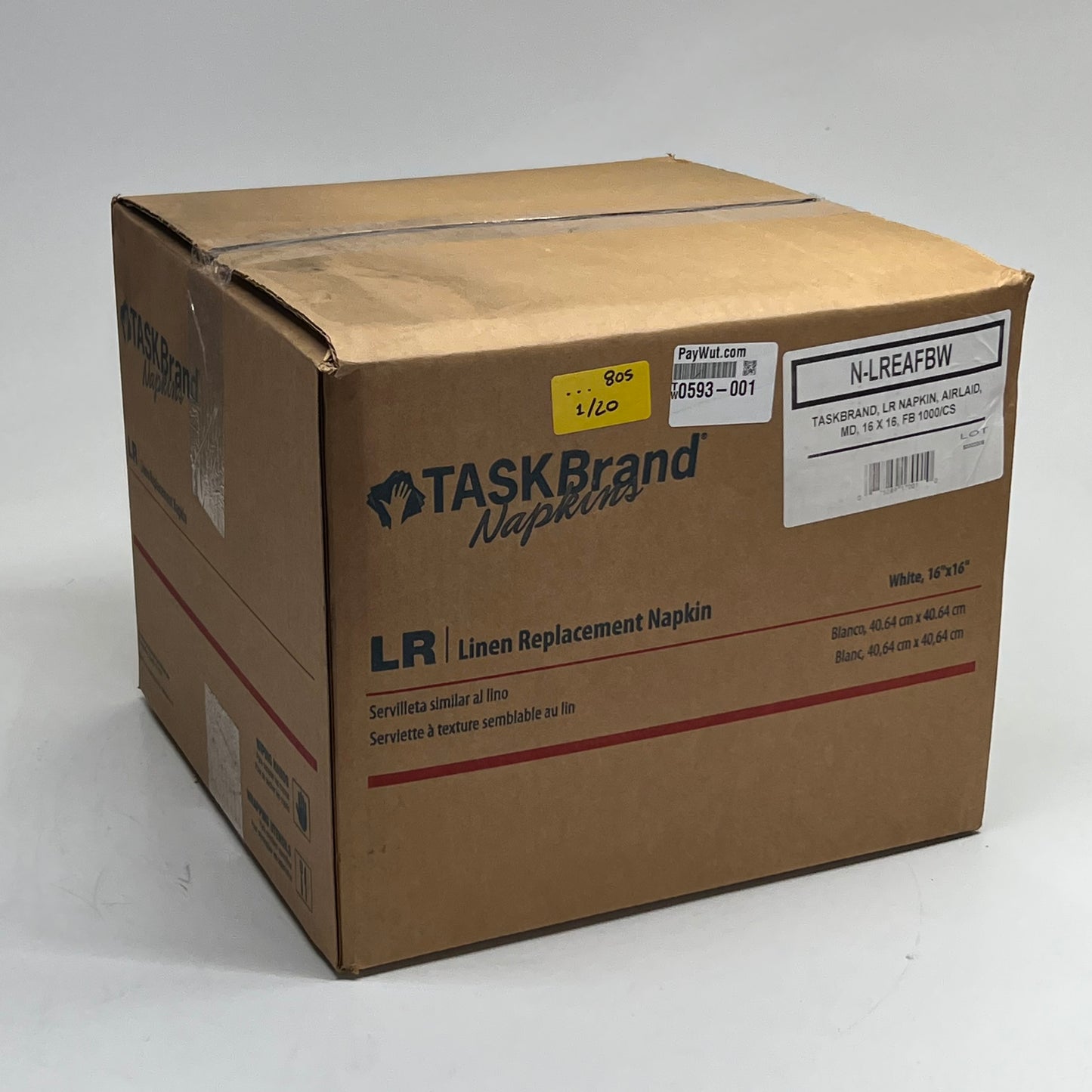 TASKBRAND (1000 PACK) Linen Replacement Napkin Sz 16" x 16", White N-LREAFBW