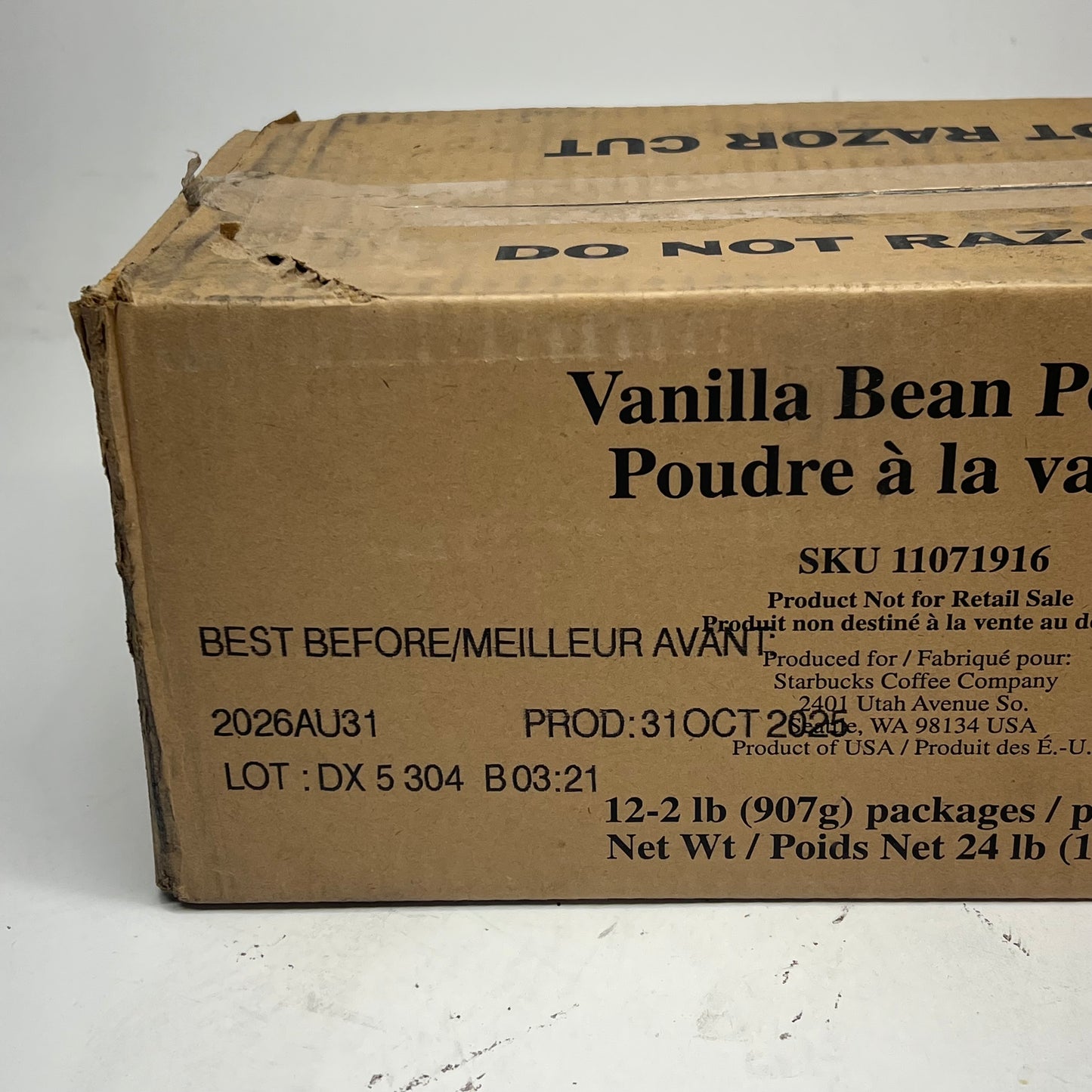 ZA@ STARBUCKS (12 PACK) Vanilla Bean Powder 2 Lb White BB 08/26