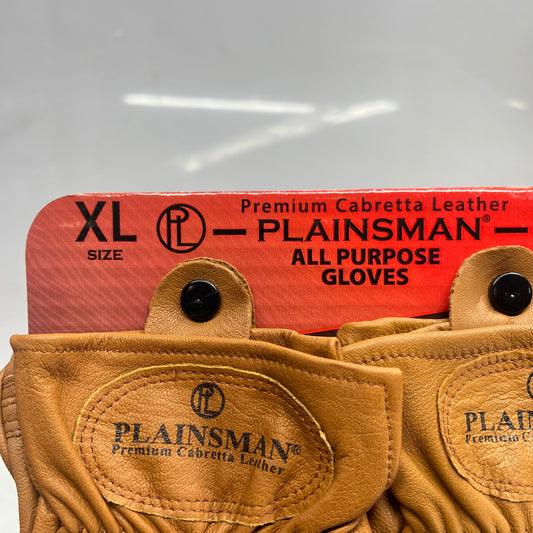 PLAINSMAN (2 PAIRS) Premium Cabretta Leather Gloves Unisex Sz XL Brown GC208