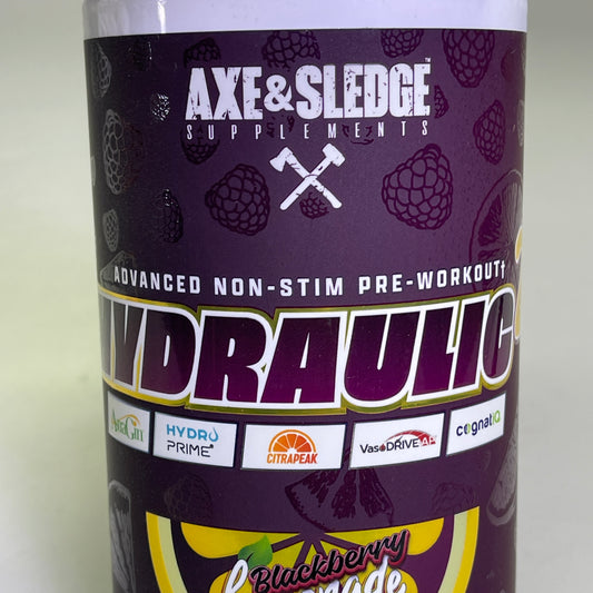 ZA@ AXE & SLEDGE Hydraulic 2 Non-Stim Pre-Workout Blackberry Lemonade 20/40 Servings BB 05/26 A