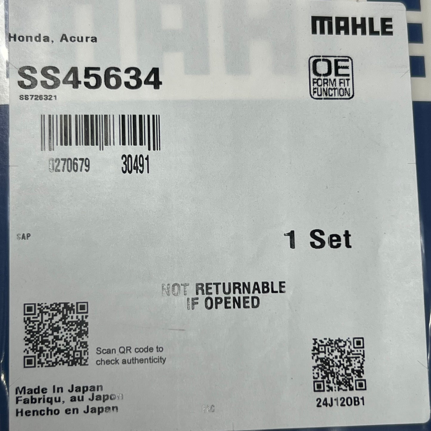 MAHLE (8 Pieces) Engine Valve Stem Oil Seal Set For Acura & Honda SS45634