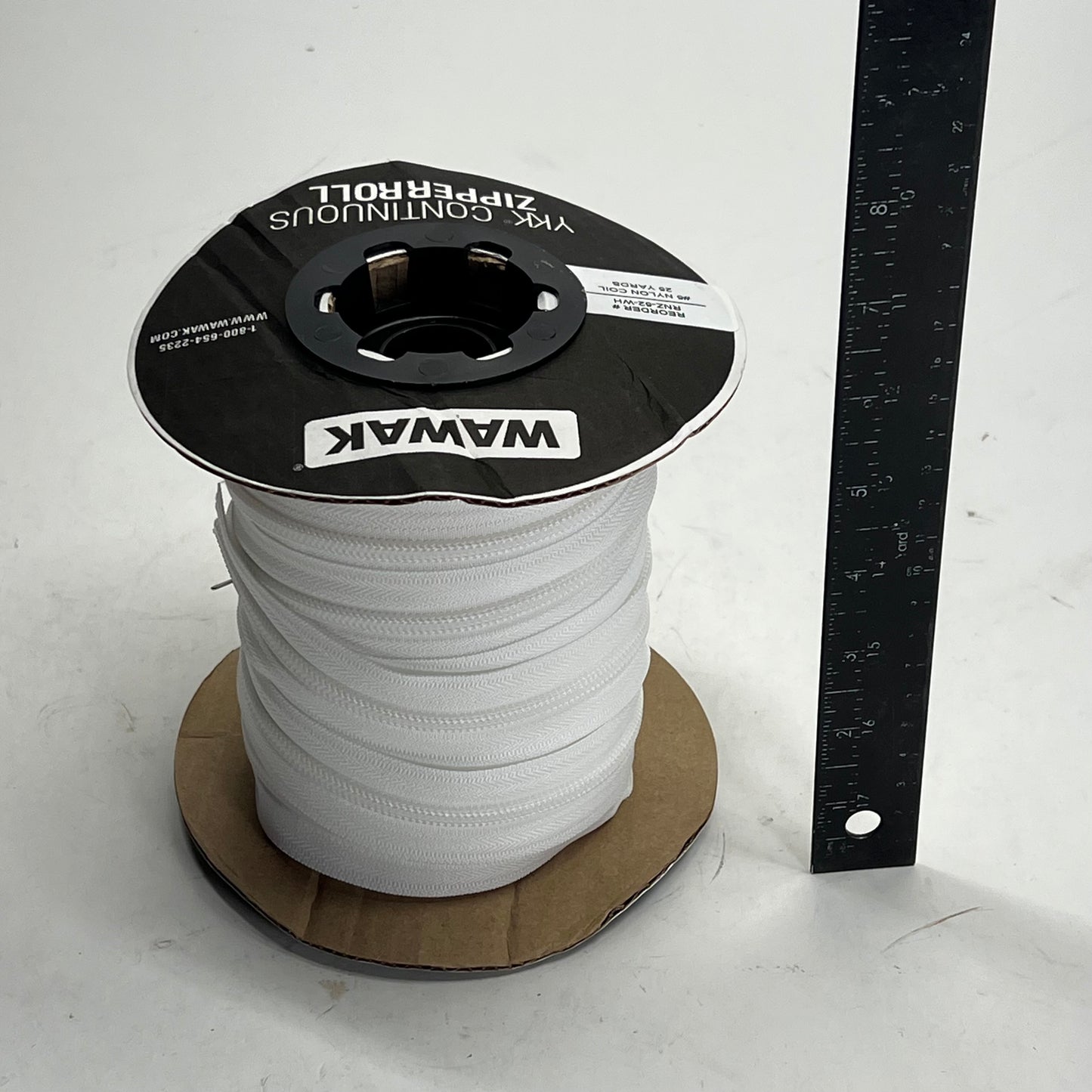 WAWAK Nylon Coil Continuous Zipper Roll 25 Yds White (501) RNZ-52-WH