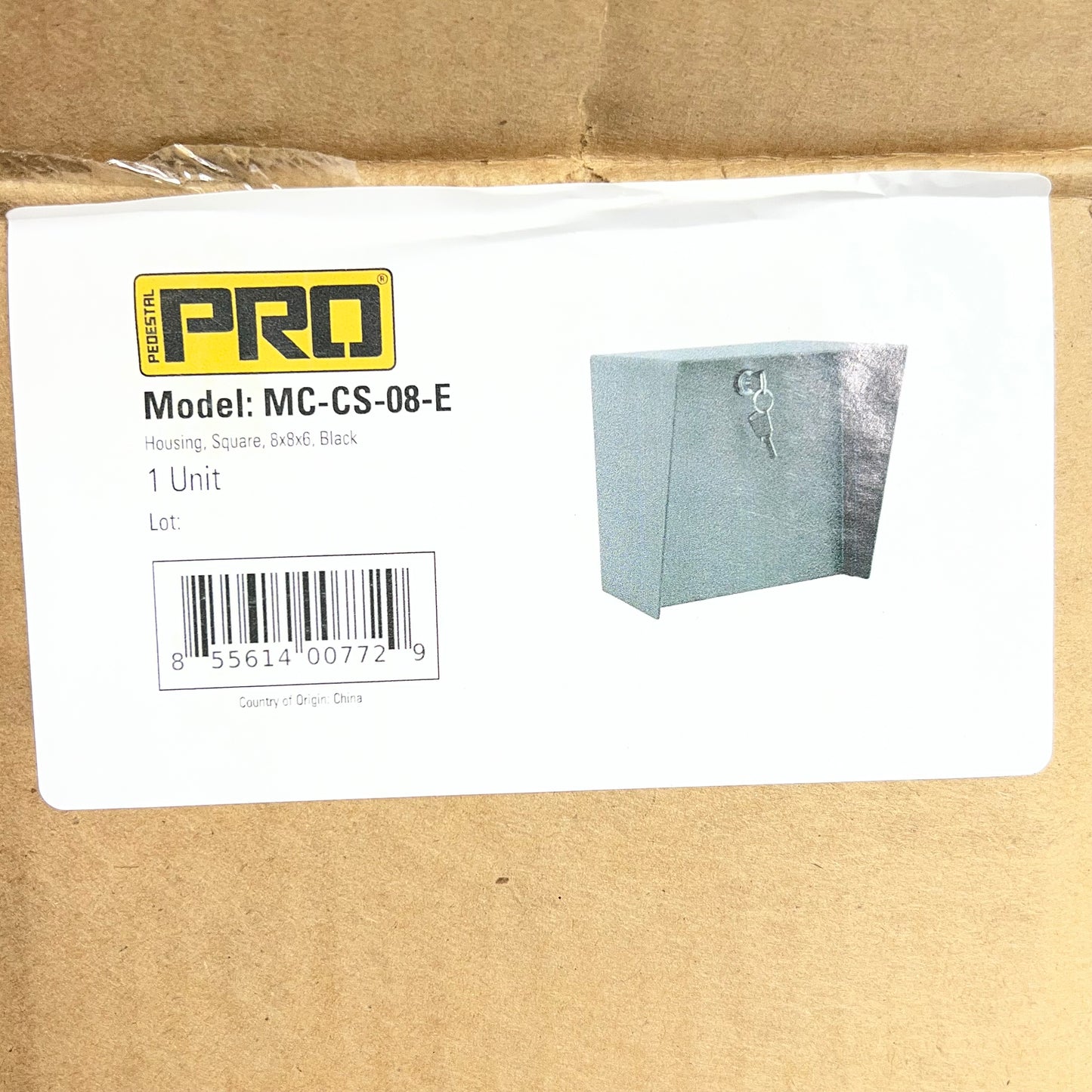 PEDESTAL PRO Square Steel Housing for Low Voltage Security 8" Black MC-CS-08-E