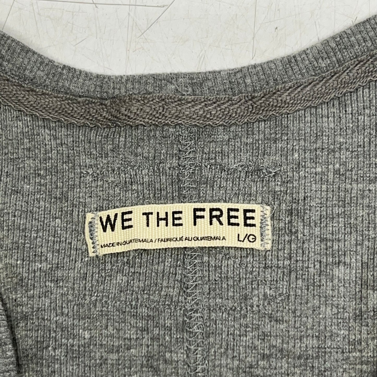 FREE PEOPLE We The Free Neria V-neck Tank Top Women's Sz L Heather Grey