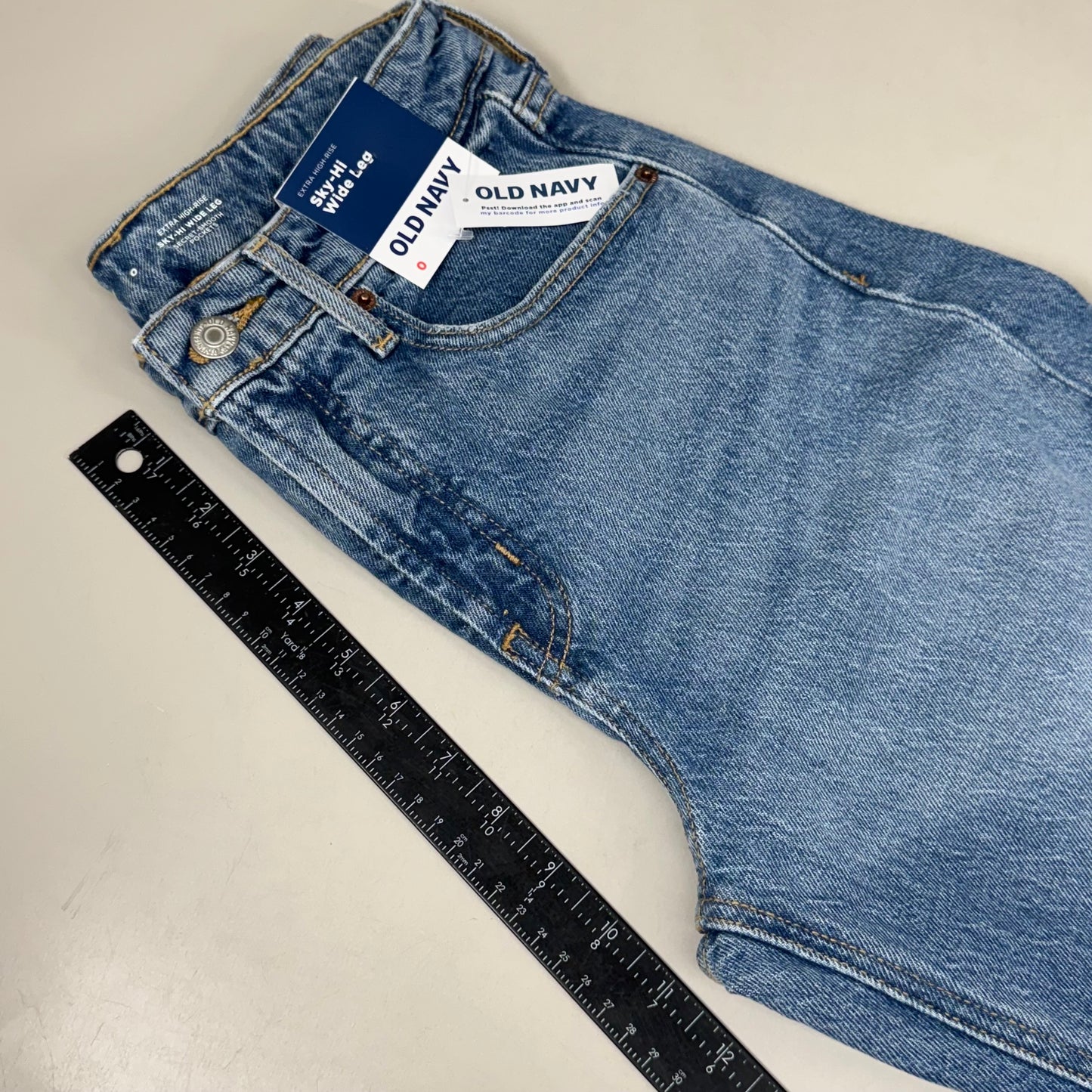 OLD NAVY Extra High-Waisted Sky-Hi Wide-Leg Jeans SZ 0