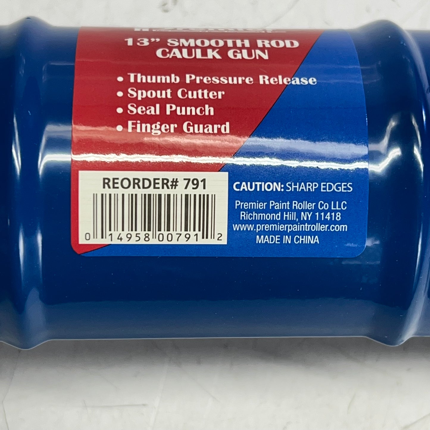 ZA@ PREMIER Paint Roller Caulk Gun Standard Half Barrel Smooth 13" Blue 791