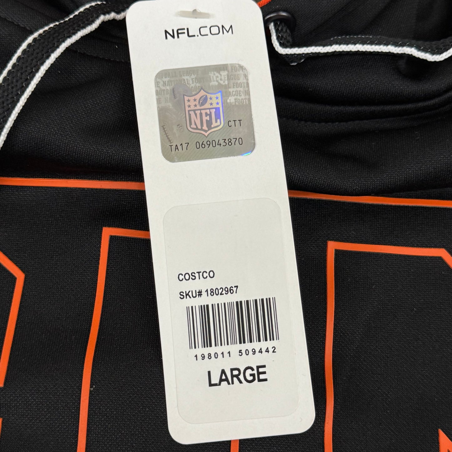 NFL Cincinnati Bengals Hoodie AFC North Sweatshirt Pullover SZ L Black 1802967