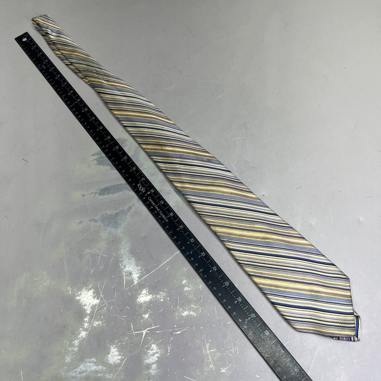 PRONTO UOMO 100% Silk Stripe Pattern Design Tie 60" Yellow/Blue (Pre-Owned)