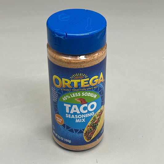 ORTEGA (6 PACK) Value Size Taco Seasoning Mix 40% Less Sodium 6.5 Oz BB 06/26