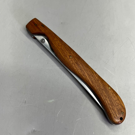 NORTH AMERICAN Folding Fillet Knife W/ Case 14" Extended Brown Wood FMRFILET