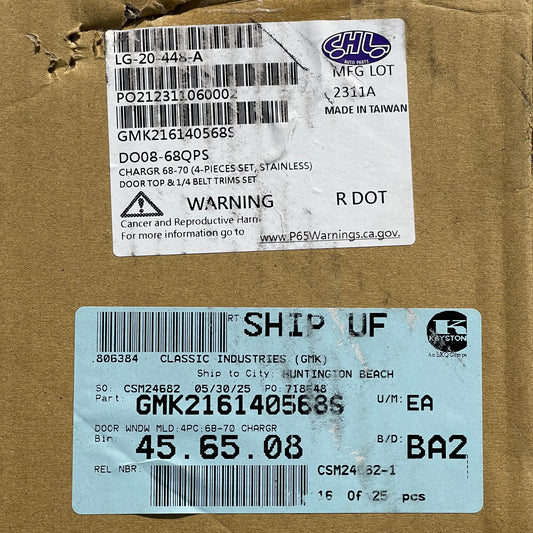 GOODMARK Door Window Molding Kit For DODGE Charger 1968-1970 Chrome GMK216140568S