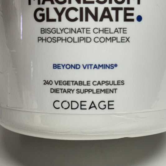 CODEAGE (240 Vegetable Capsules) Liposomal Magnesium Glycinate - Bisglycinate Chelate & Phospholipid Complex BB 11/28