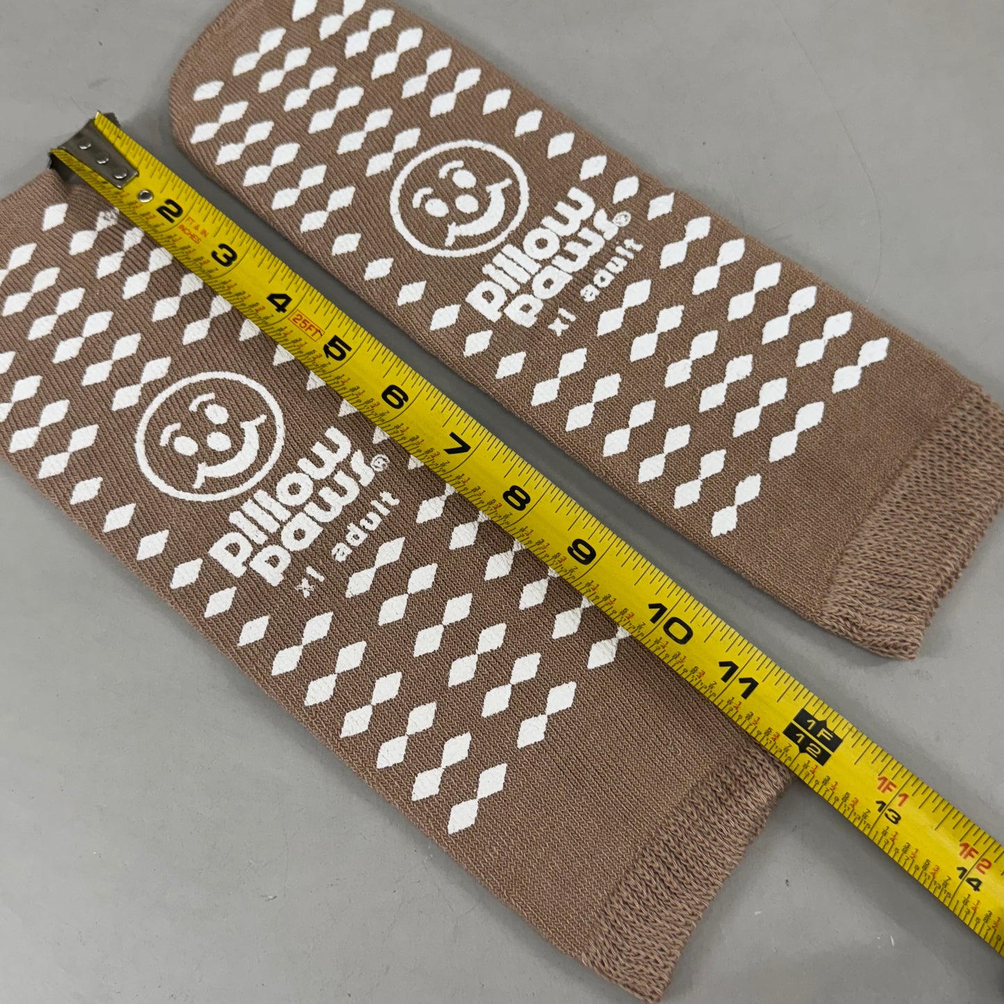 PILLOW PAWS (4 PACK) Unisex Non-Skid Slipper Socks Adult XL Tan