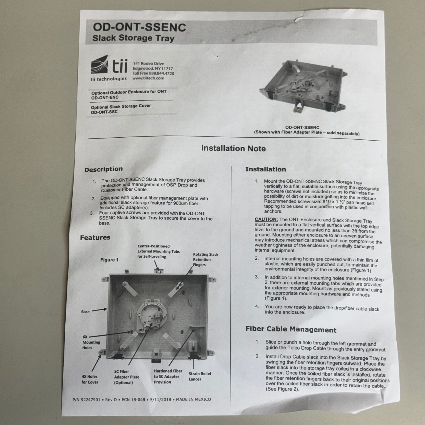 TII Outdoor NID Optical Network Terminal Enclosure OD-ONT-SSENC Damaged Box
