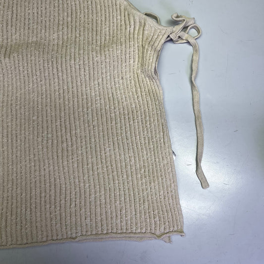 FREE PEOPLE Side Tie Lizzie Sweater Top Women's Sz L Summer Sand 97299119