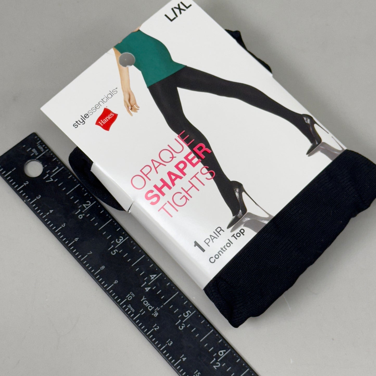 HANES (3 PACK) Essential Opaque Shaper Tights Control Top Women's Sz L/XL Black