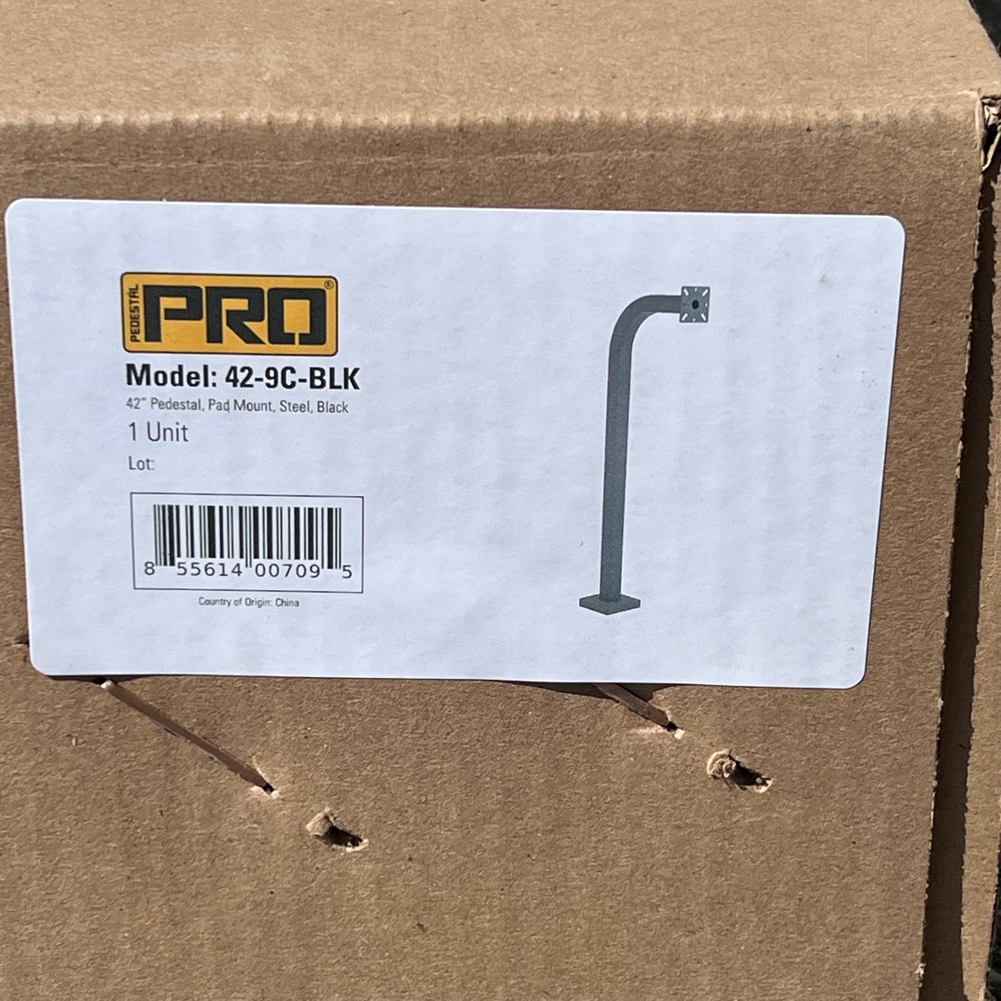 PEDESTAL PRO Wrinkle Gooseneck Pedestal W/ Heavy Duty Base Plate 42" 42-9C-BLK