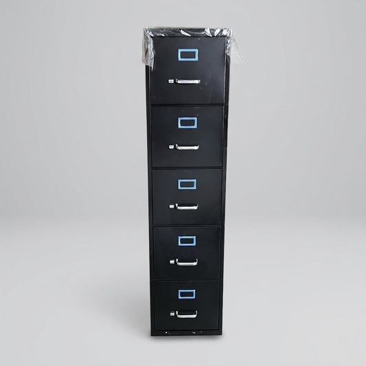 LORELL 5-Drawer Deep Vertical File Sz 15"W x 26.5"L x 61.5"H - Black 48498