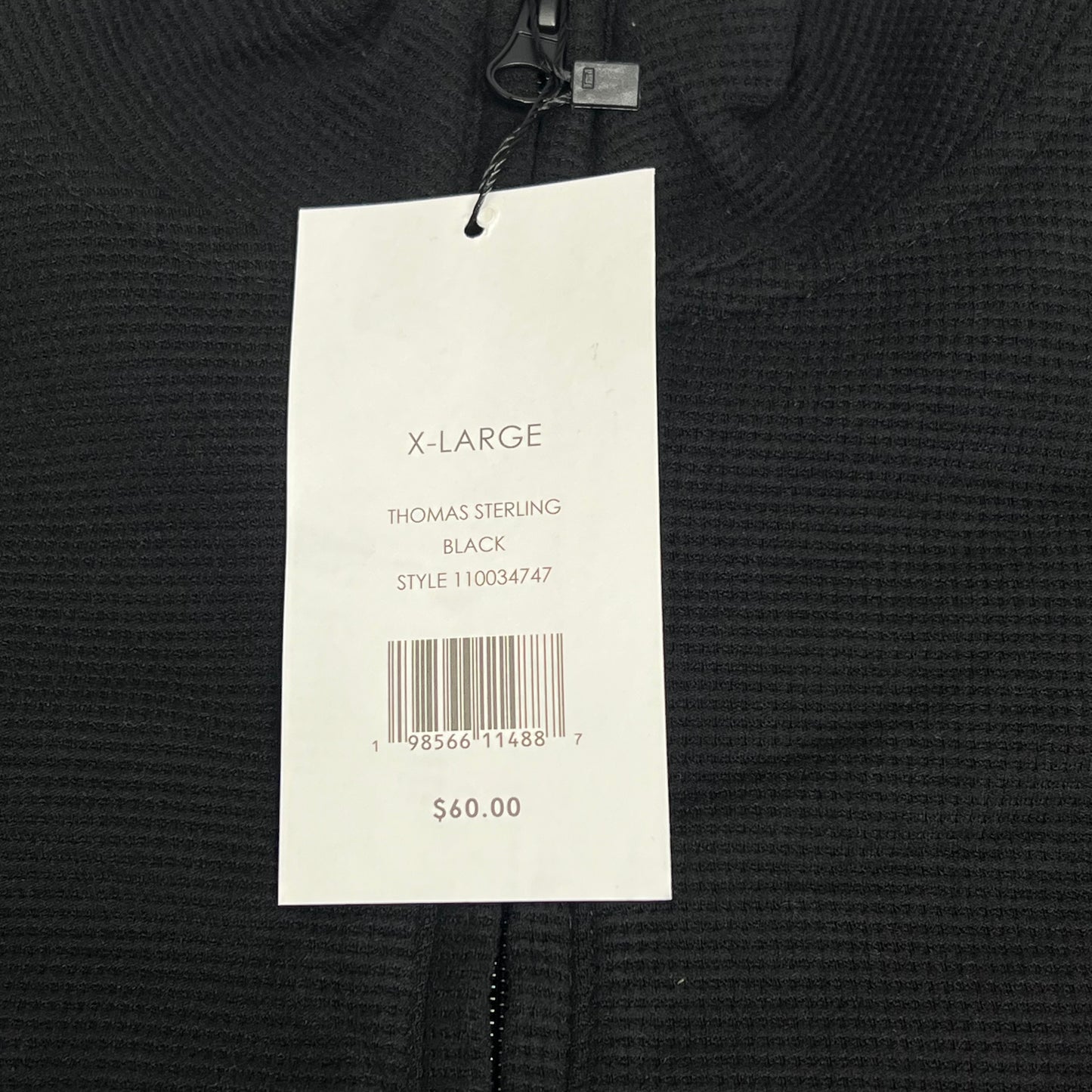 THOMAS STERLING Half Zip Soft Waffle Knit Jacket Men's Sz XL Black 110034747