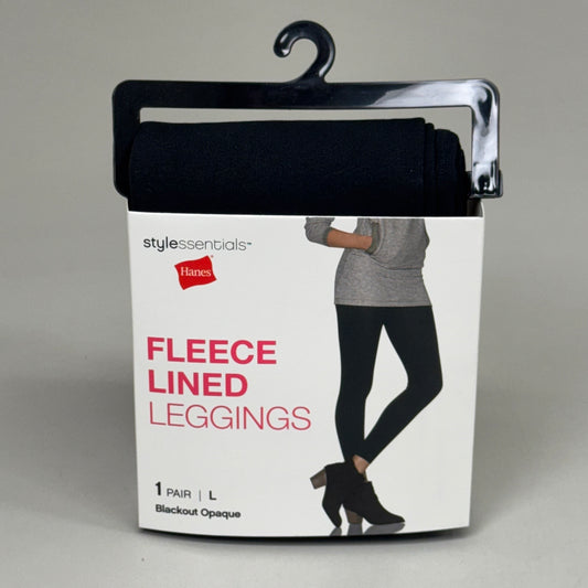 HANES (2 PACK) Style Essentials Fleece Lined Leggings Womens Sz L Blackout 284660