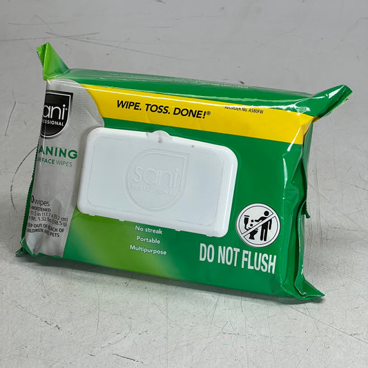 SANI (2 PACK Of 90 Wipes) Cleaning Multi Surface Wipes Sz 7" x 11.5", White A580FW BB 04/28