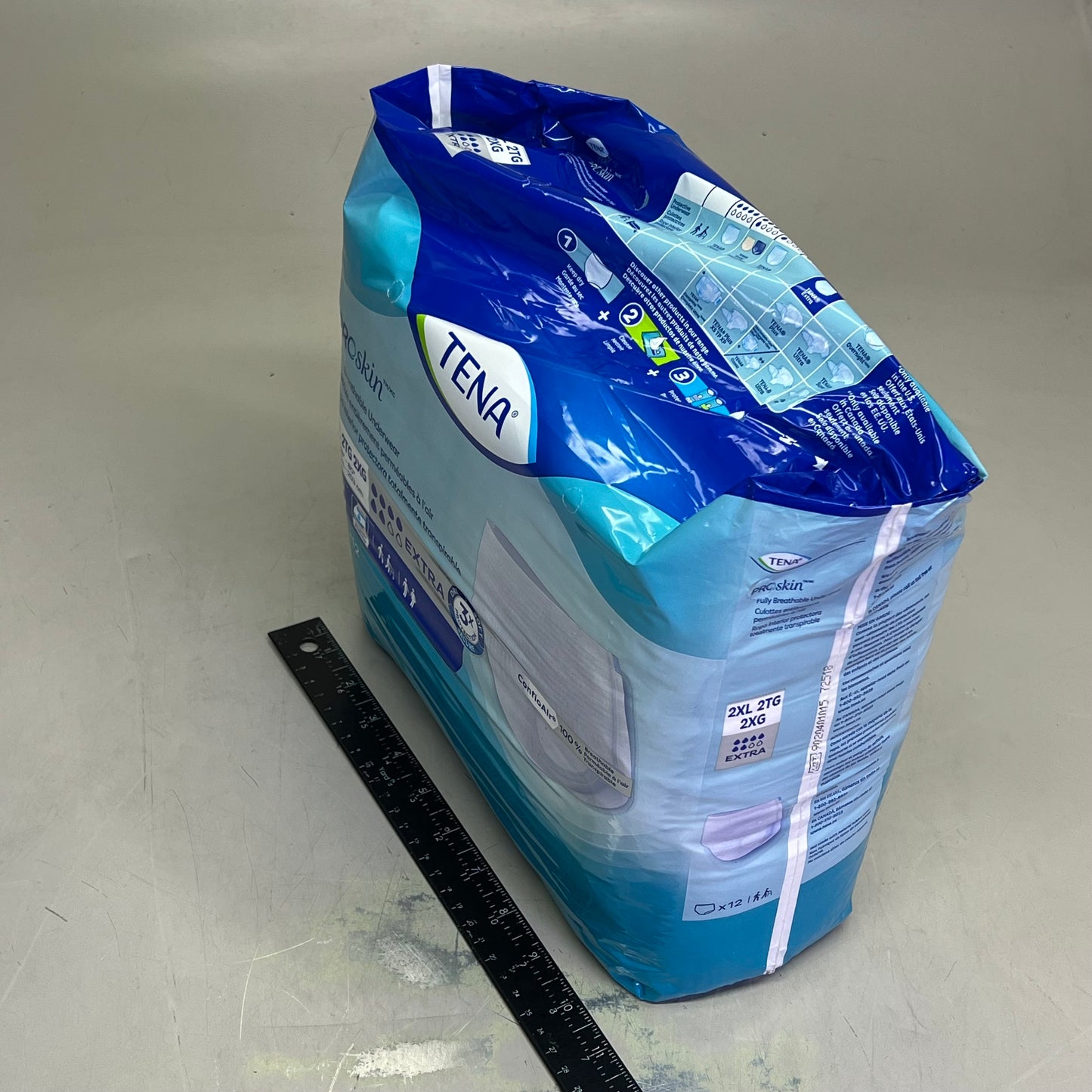 TENA (2 PACK, 12 PAIRS EACH) Disposable Extra Absorbent Underwear 2XL 68"-80"