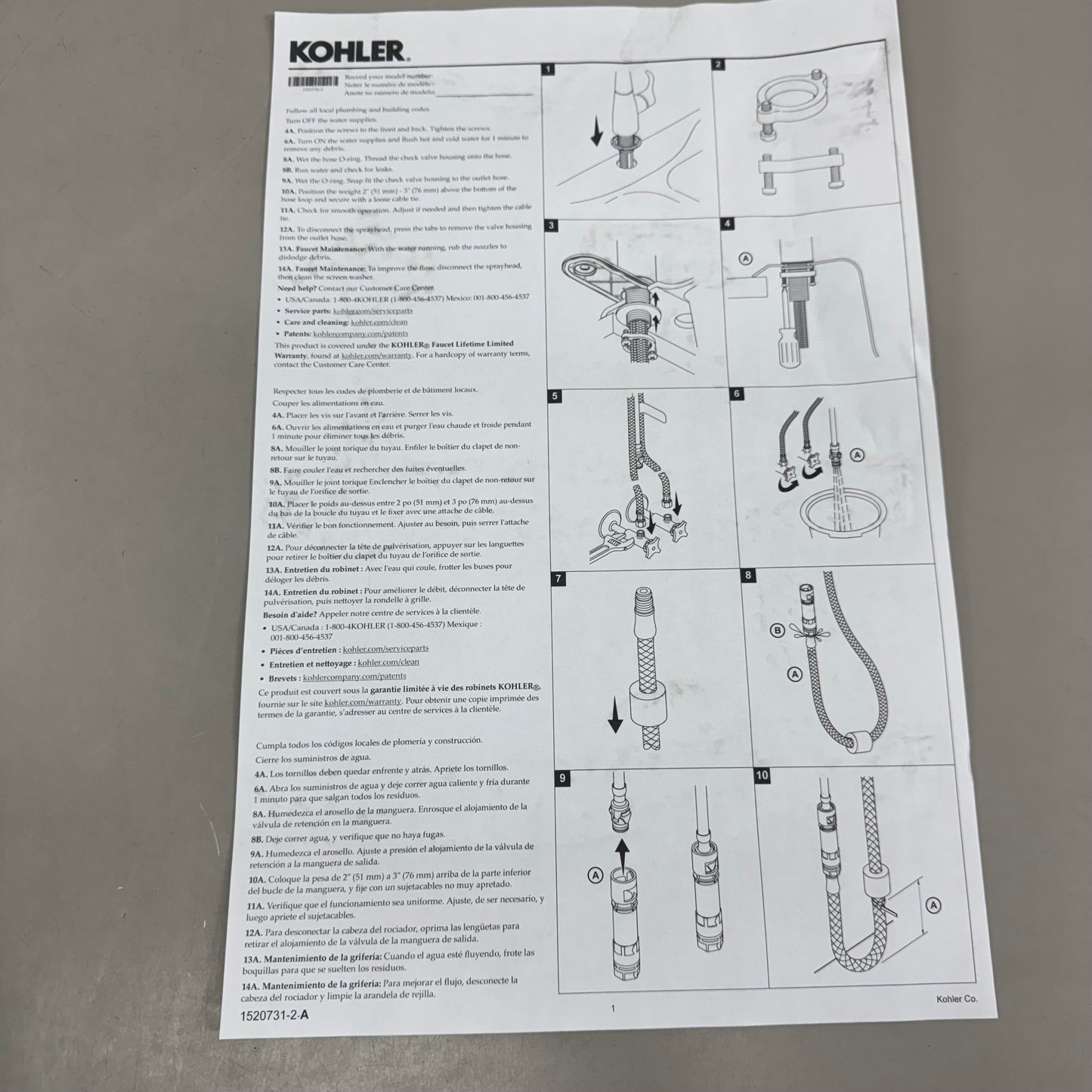 KOHLER Tempered Pulldown Kitchen Faucet Vibrant Stainless Steel 24661-VS