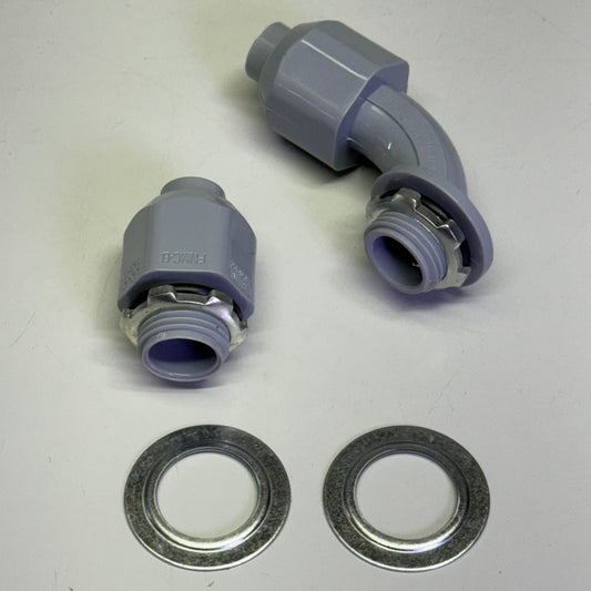 BRAMEC 10 Gauge Wire 1-Str/1-90Deg NM Fittings 1/2" x 6' Grey 18825