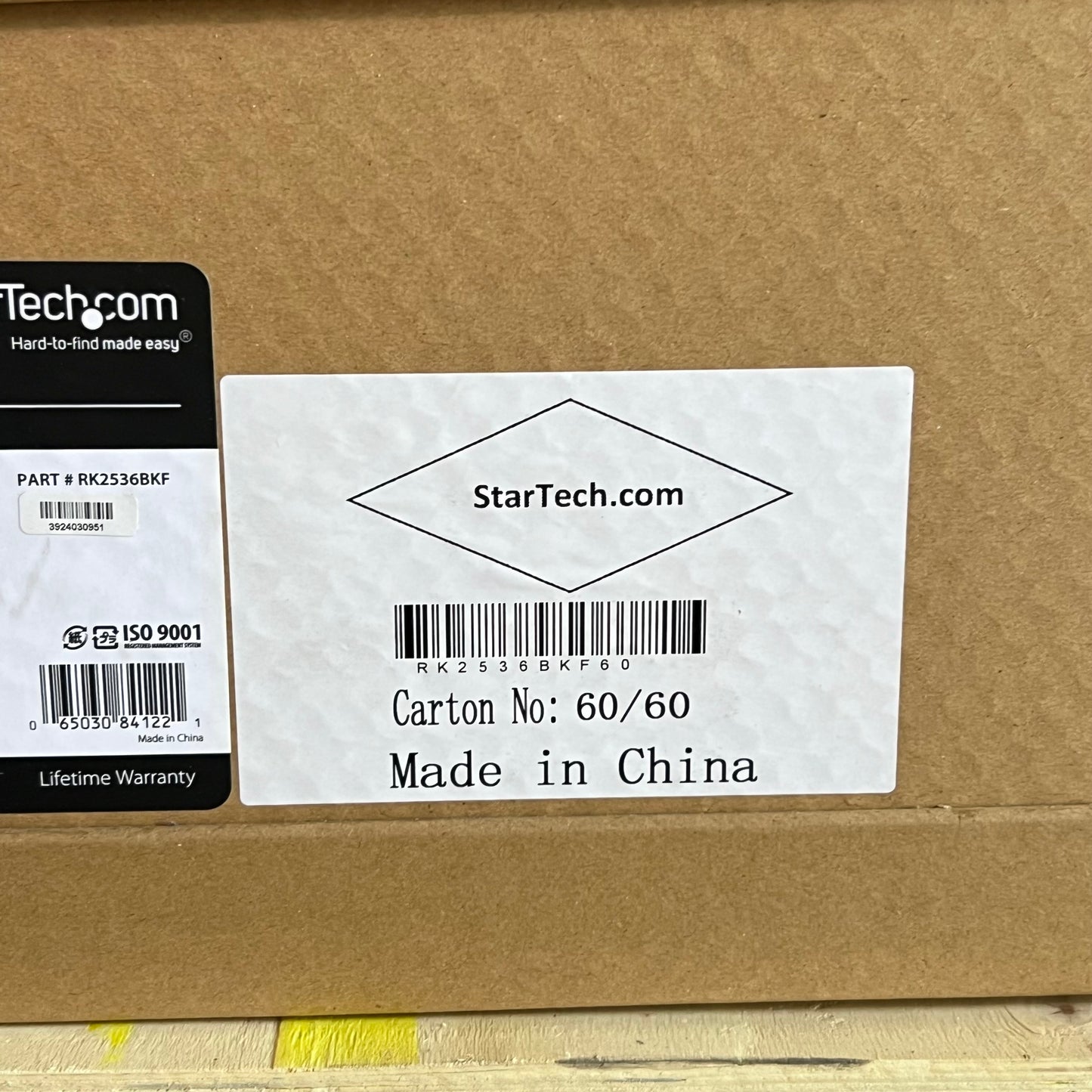 STARTECH 25U 36" Knock-Down Server Rack Cabinet With Casters Black RK2536BKF-REVSW