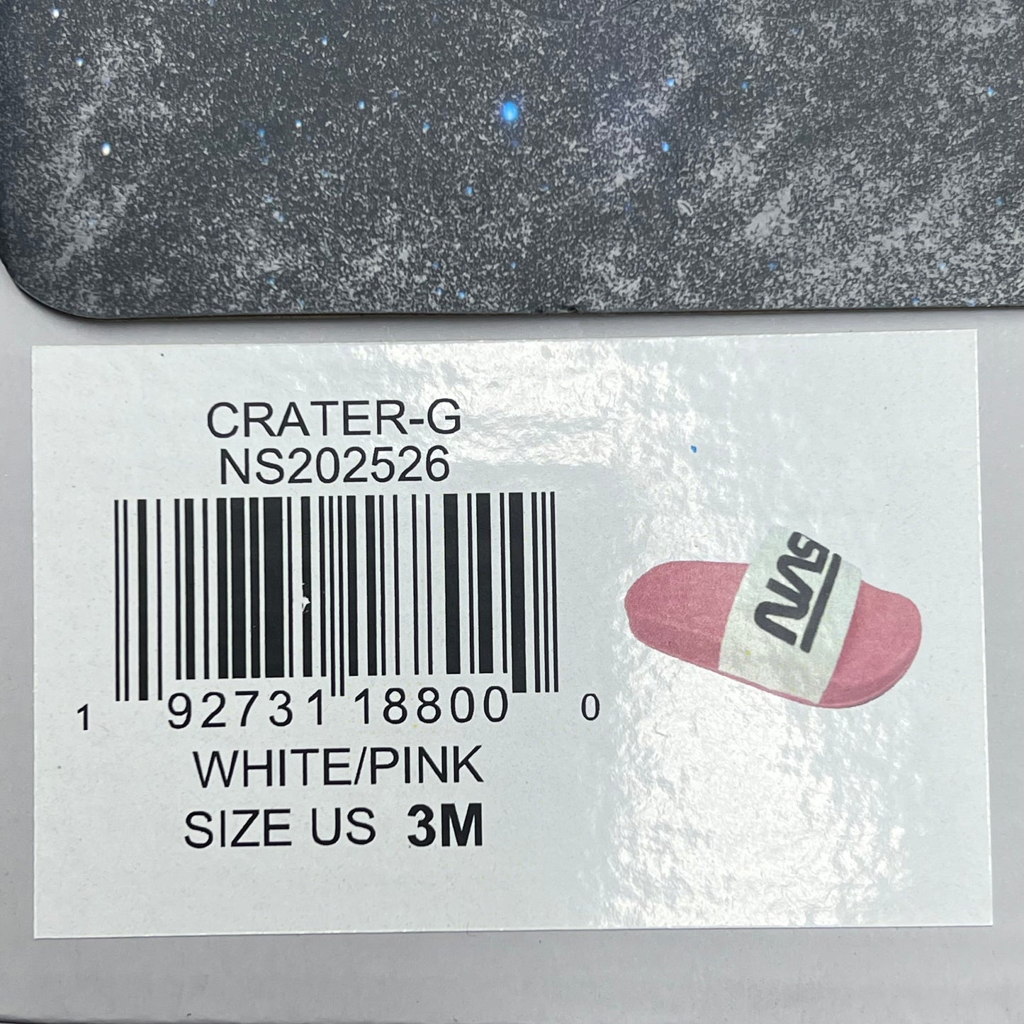 NASA Lightweight Slip-On Crater-G Sandal Slide Women's UK 3M US 5 Pink/White