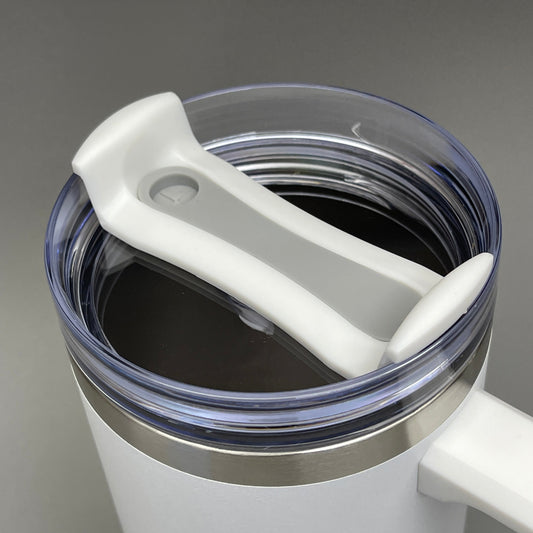 TUMBLER (2 PACK) Insulated Stainless Steel Travel Mug w/ Lid Handle Straw 40 oz White