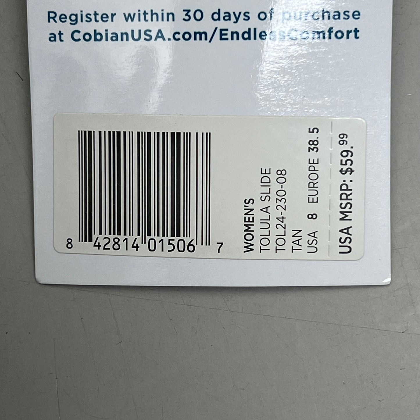 COBIAN Tolula Slide Enhanced Cushion Suede Strap Women's Sz 8 Tan TOL24-230-08