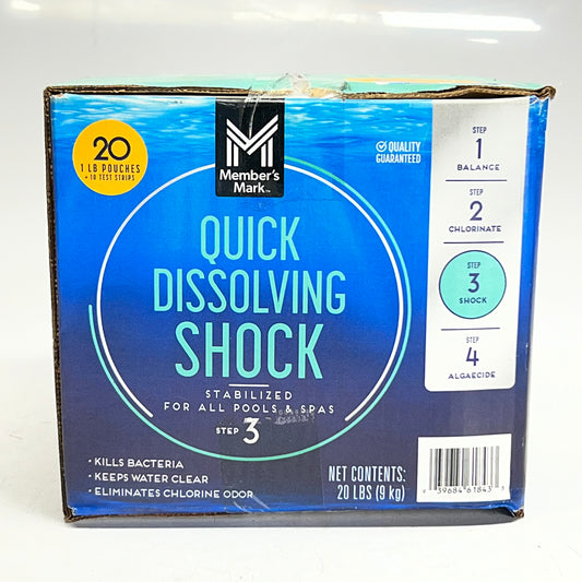 MEMBER'S MARK Quick Dissolving Shock 20lb with 10 Test Strips Blue