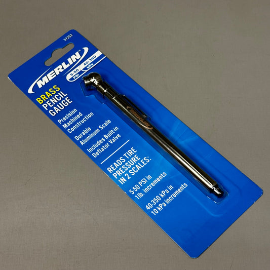 MERLIN (2 PK) Brass Tire Pressure Pencil Gauge 5-50 PSI 6" x 1/2" 57253