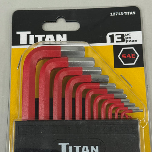 TITAN (13 Pieces) Extra Long SAE Ball End Hex Key Set 0.05-3/8" Red 12713