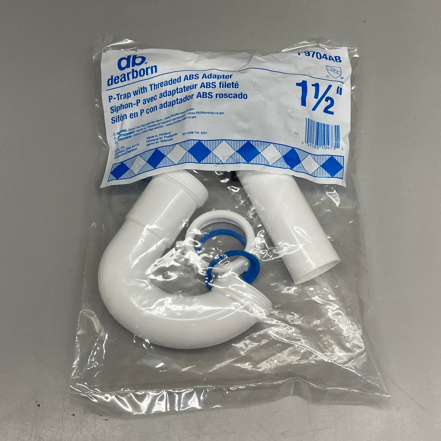 DB DEARBORN 1-1/2” P-Trap w/ Threaded ABS Adapter White P9704AB