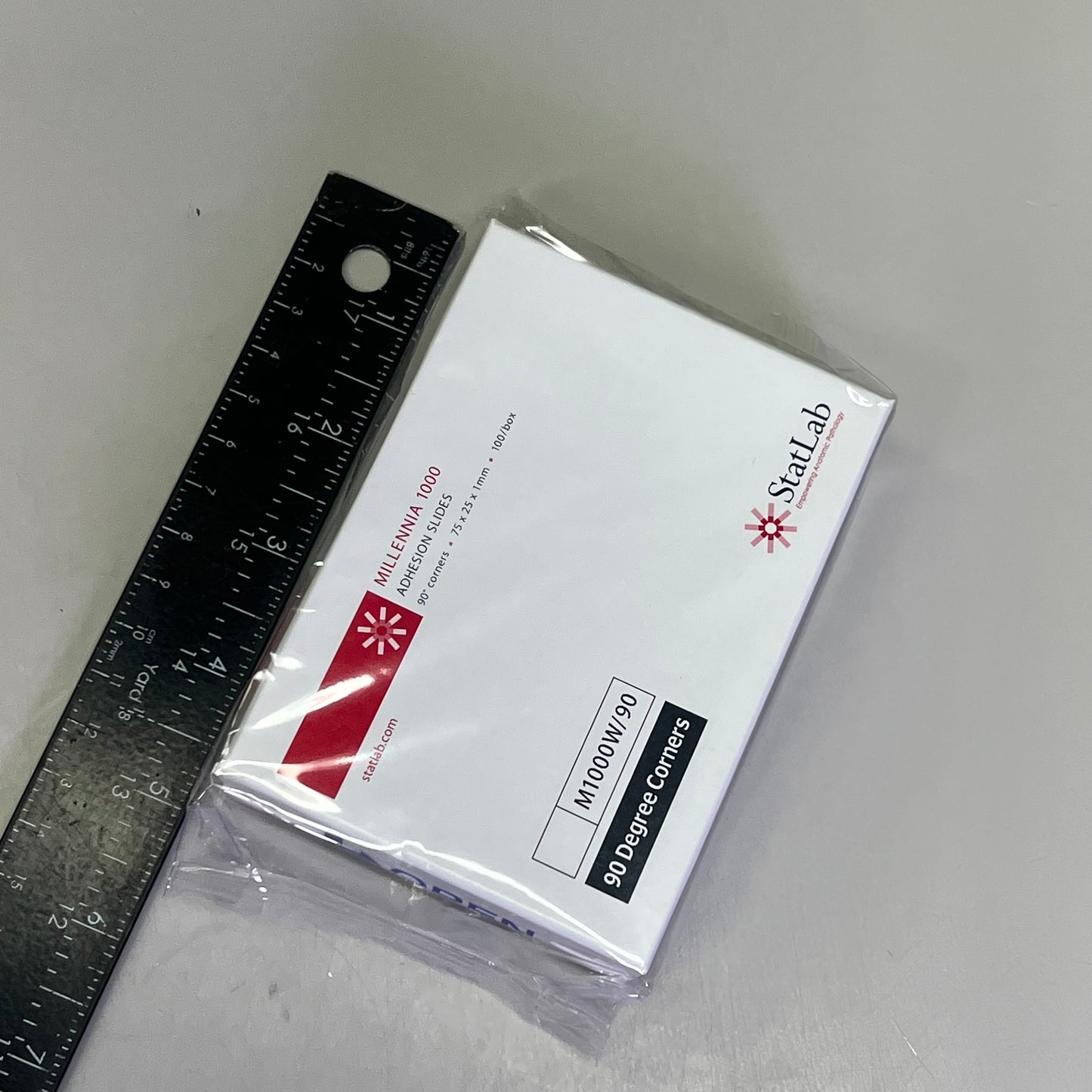 STATLAB (100 PACK) Millennia 1000 Adhesion Slides 90° Corners 75x25mm M1000W/90