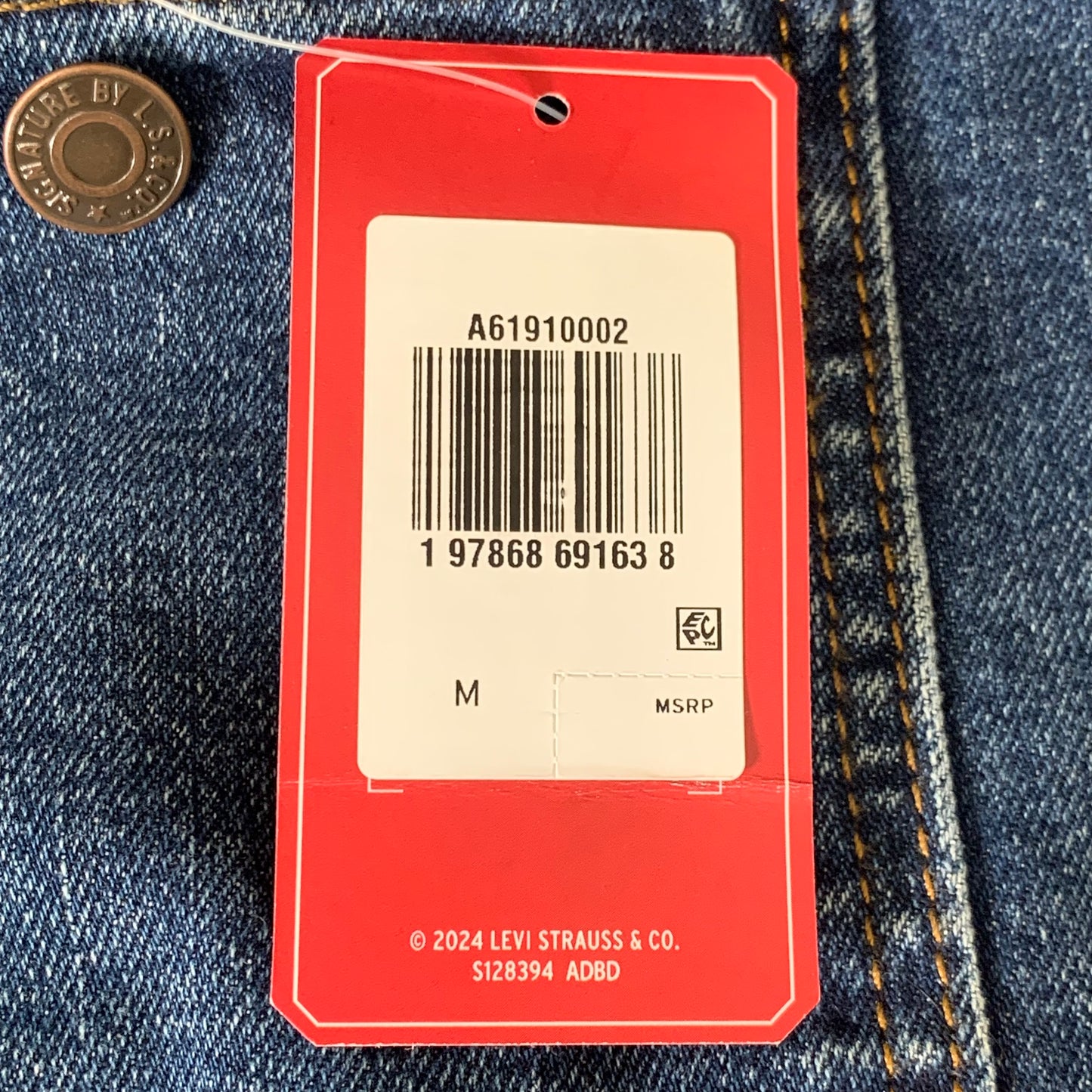 LEVIS STRAUSS Signature Chore Trucker Jacket Men's Sz M Indigo Escape A61910002