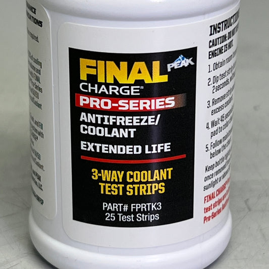ZA@ FINAL CHARGE (25 Test) Antifreeze Coolant 3-Way Coolant Test Strips BB 09/25 FPRTK3