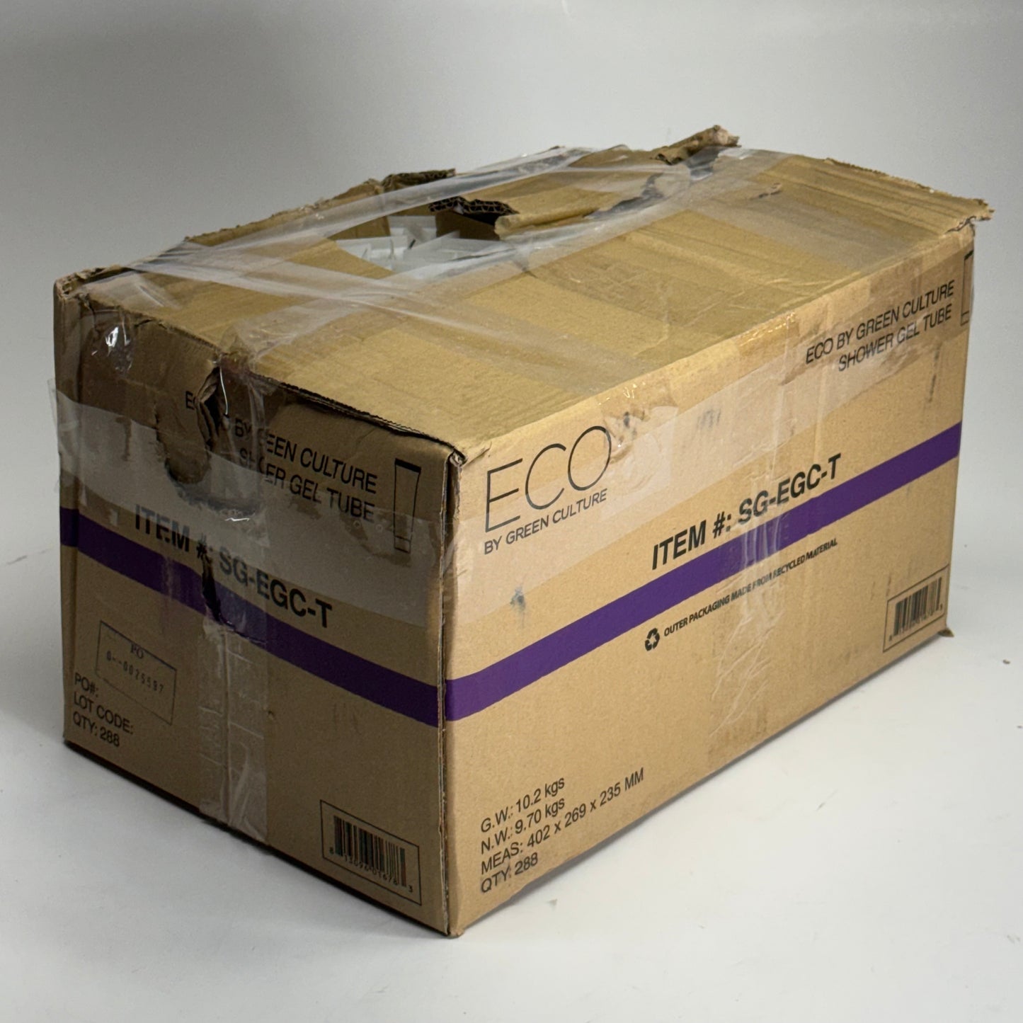 ECO (288 PACK) Green Culture Shower Gel Tube 1.0 fl oz. Clear SG-EGC-T (New Other, Distressed Box)